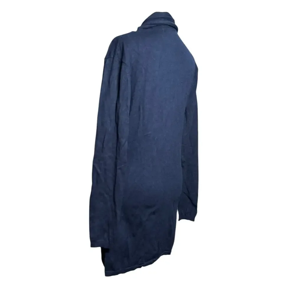 ZARA Knit Wrap Cardigan Women Sm Navy Blue Casual‎ Belted Academia Work Stretch